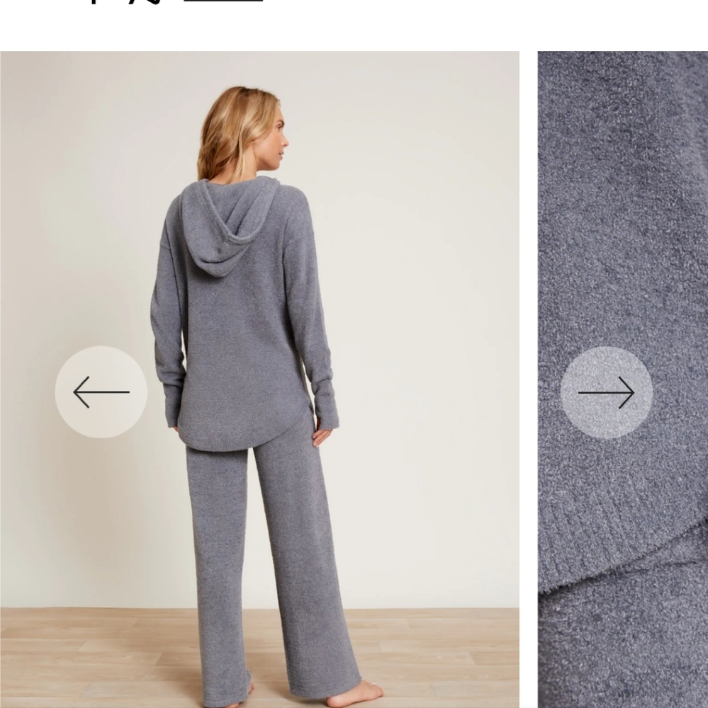 NWT Barefoot Dreams Shirttail Hooded Pullover Steel blue. Softest fabric. Sz M.